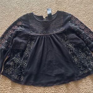 Free People New Romantics Women’s Beaded Boho Long Sleeve Open Back Size XS